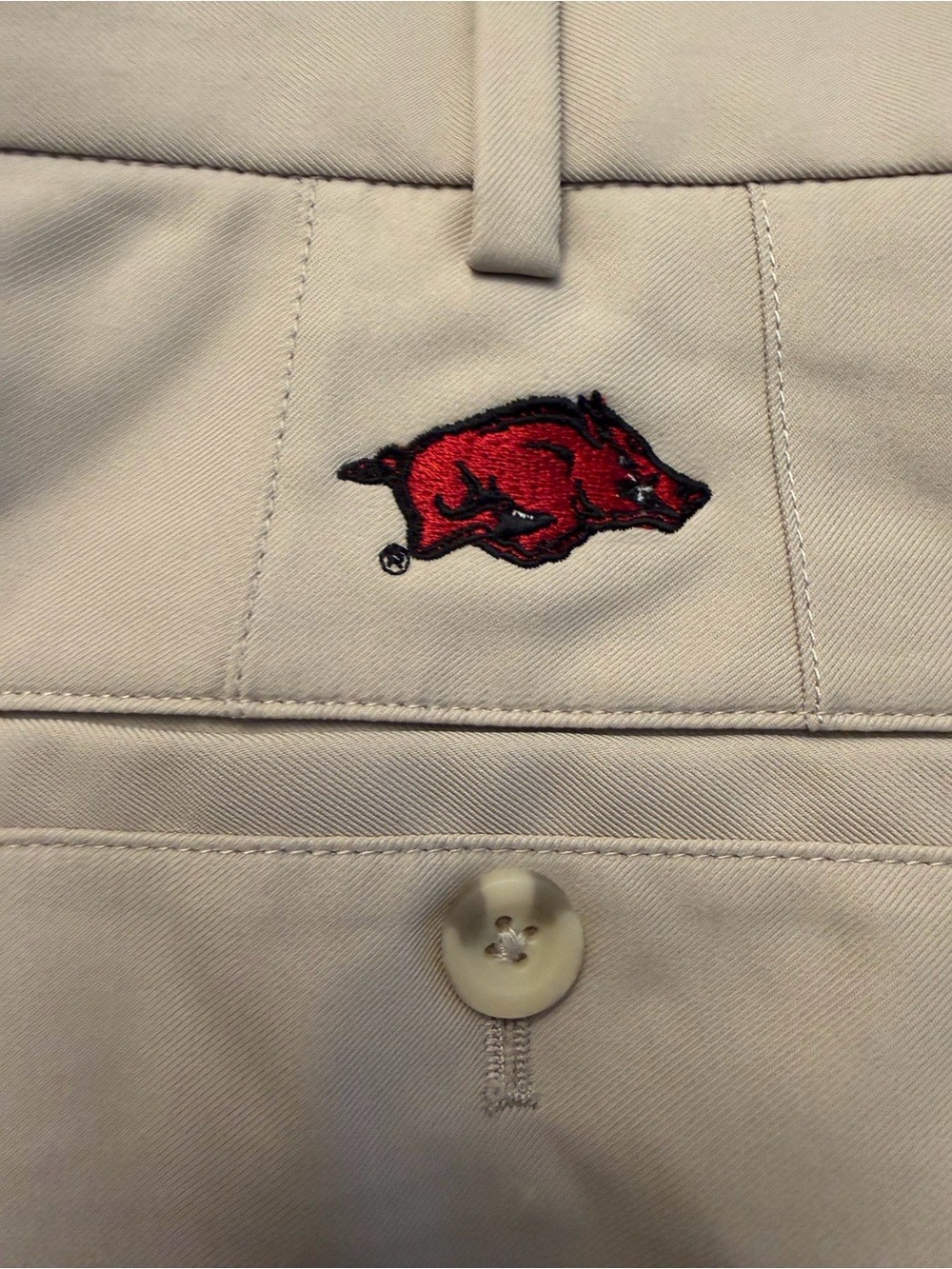 Beige Peter Millar Golf shorts 42 University of Arkansas Razorbacks